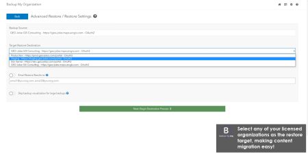 Choose restore destination for easy migration